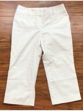 Halogen Women's Off White Midrise Stretch Capri Pants Size 2P Classic Coastal